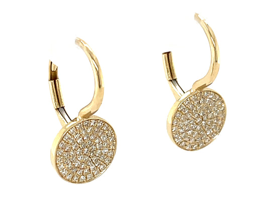DIAMOND PAVE DISC LEVER BACK EARRING