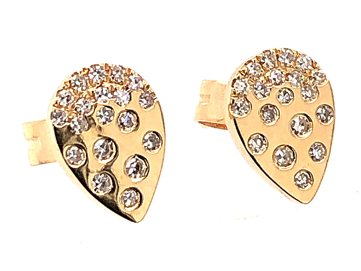 DIAMOND FLUSH SET PEAR SHAPE STUD EARRING, 14KY (N)