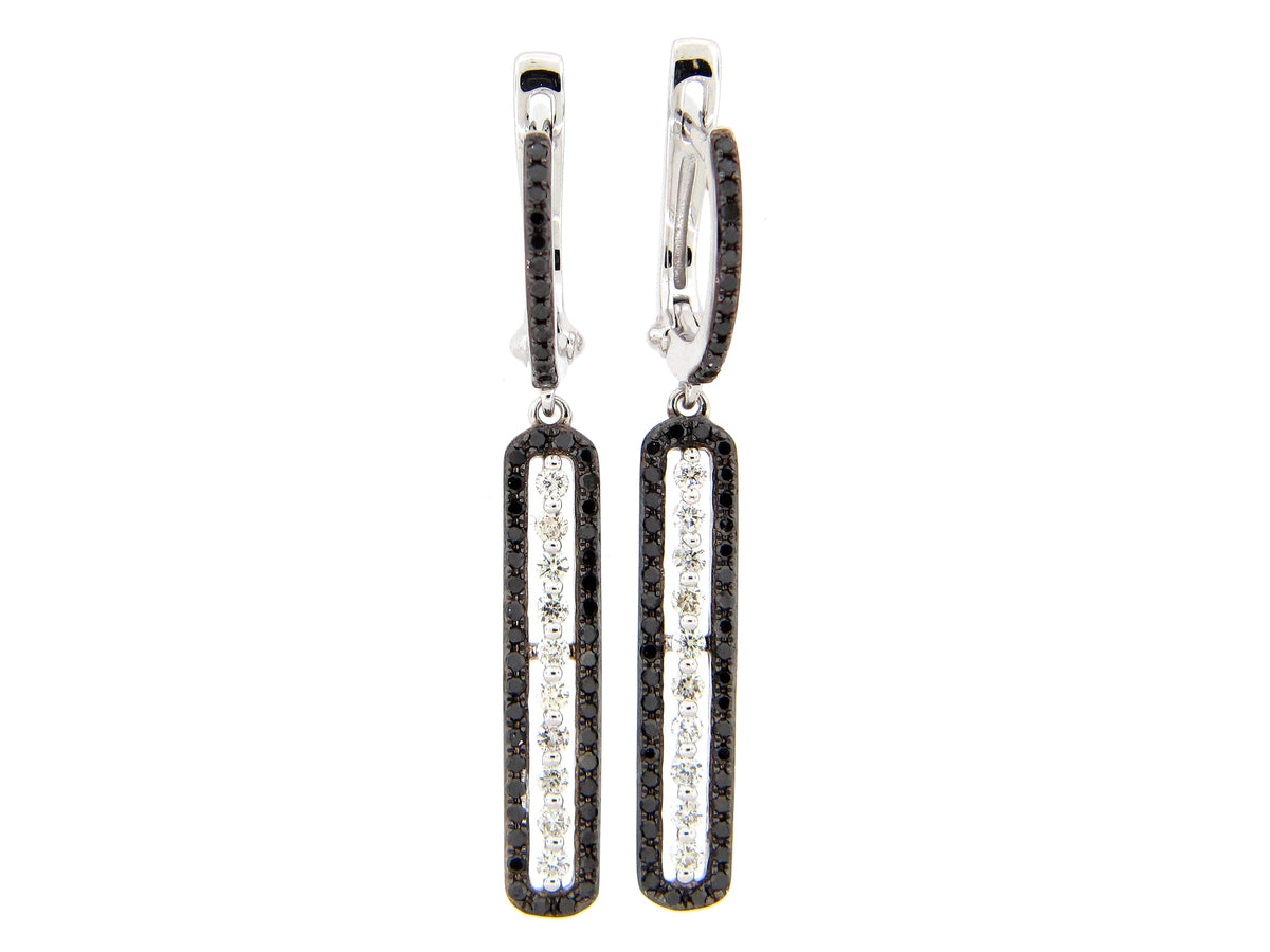 BLACK & WHITE DIAMOND EARRING, 14KW (R/H)