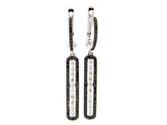 BLACK & WHITE DIAMOND EARRING, 14KW (R/H)