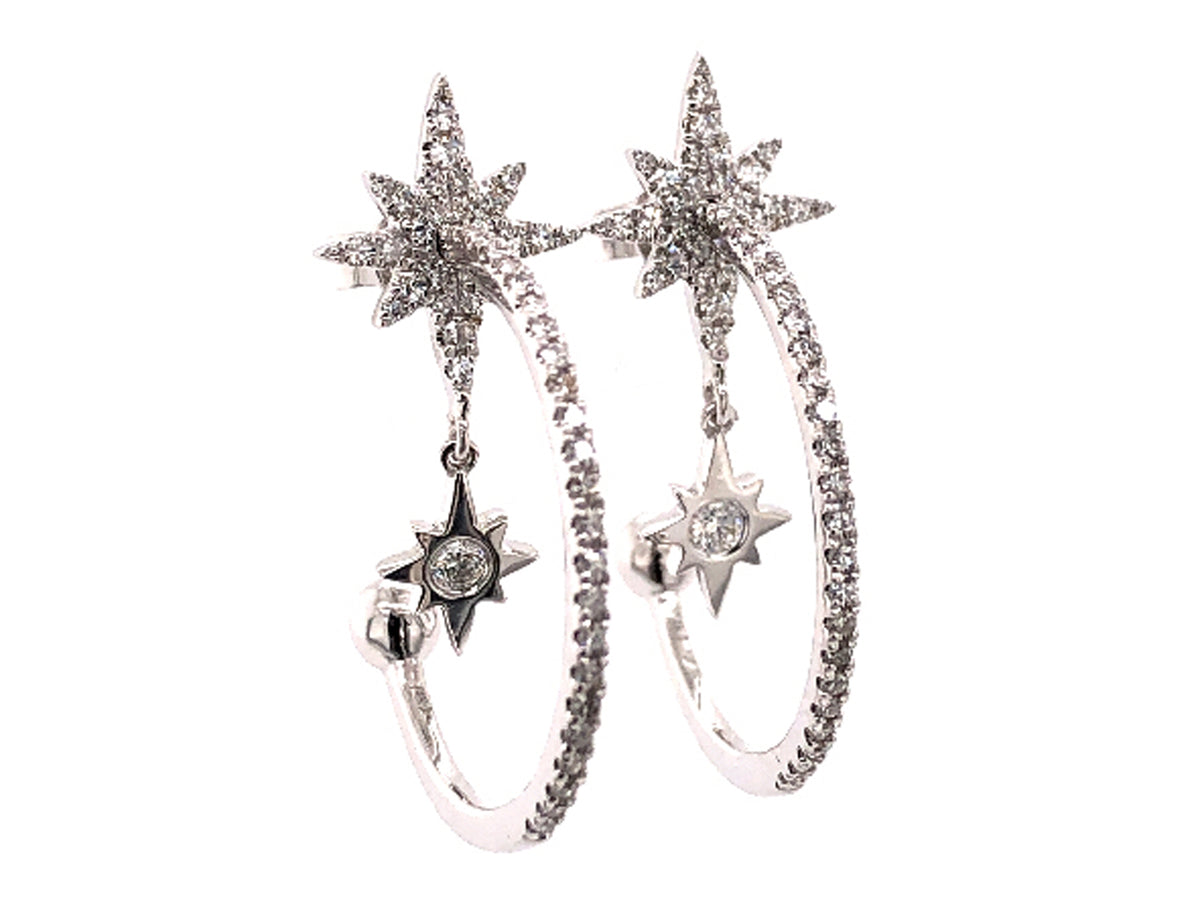 DIAMOND STAR J-HOOP EARRING