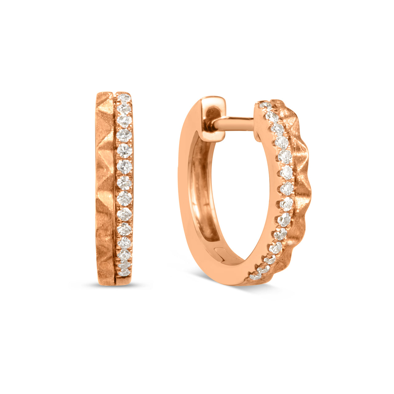 Diamond Geometric Duet Huggie Earring