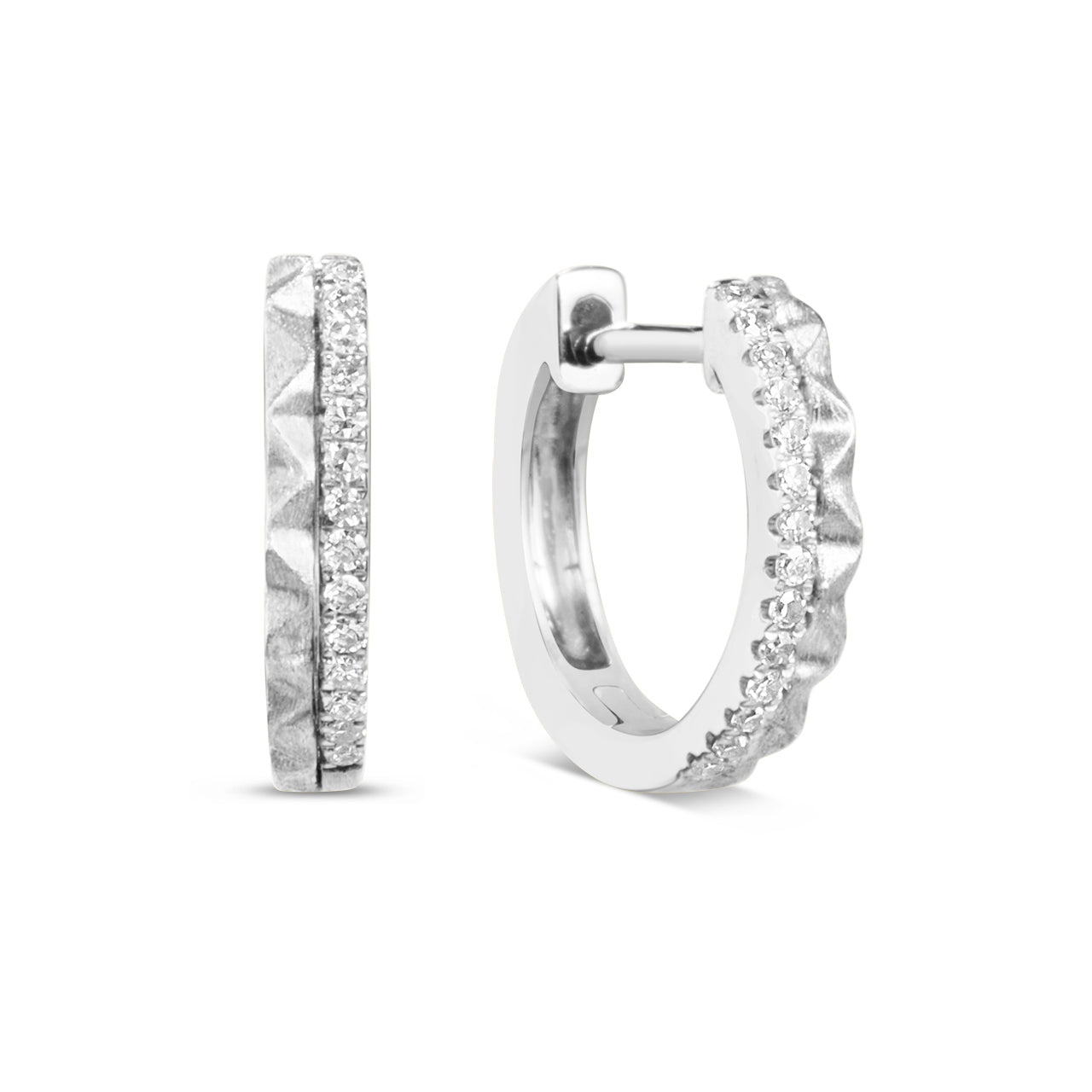 Diamond Geometric Duet Huggie Earring