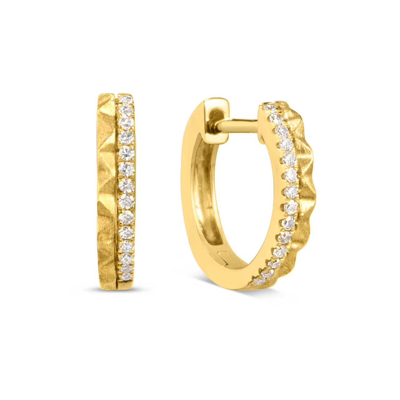 Diamond Geometric Duet Huggie Earring