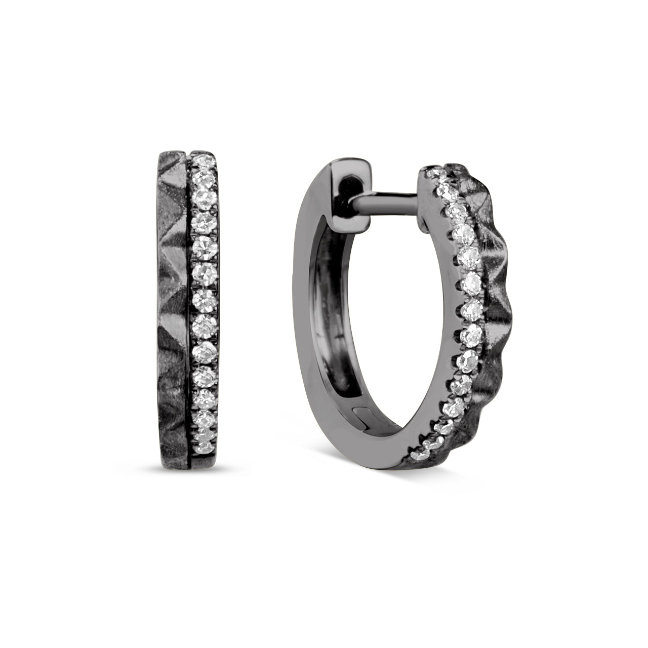 Diamond Geometric Duet Huggie Earring