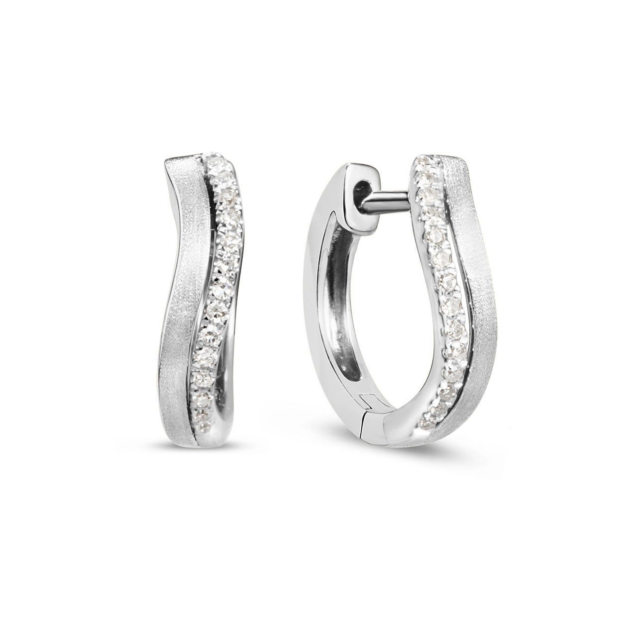 Diamond Wavy Duet Huggie Earring
