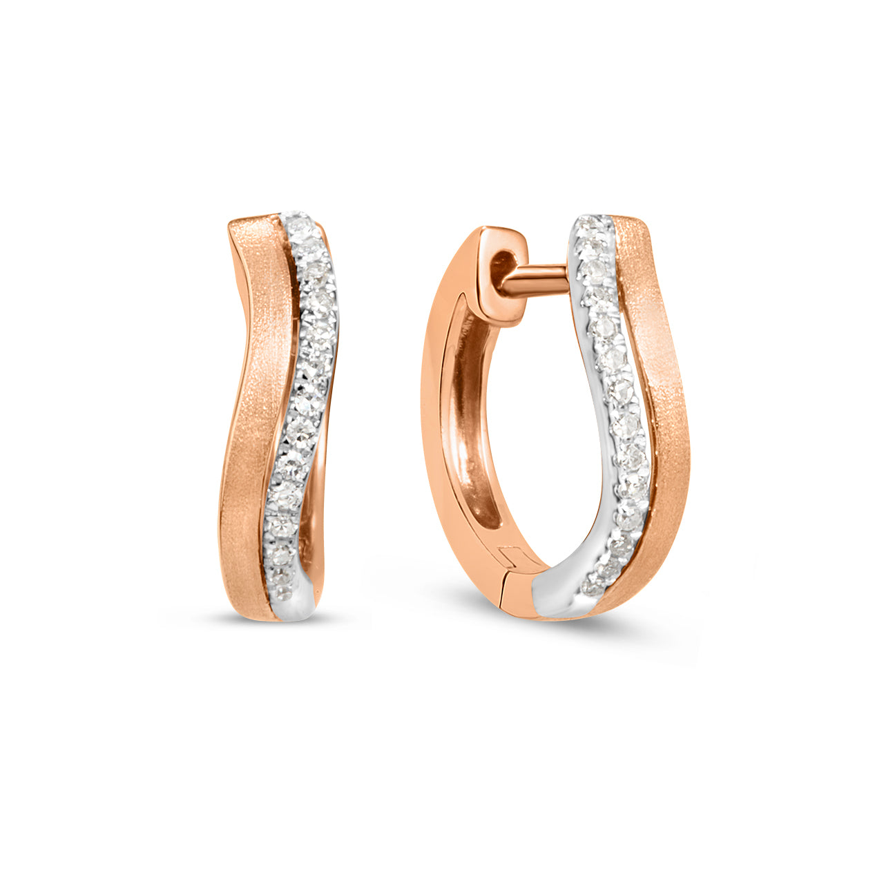 Diamond Wavy Duet Huggie Earring