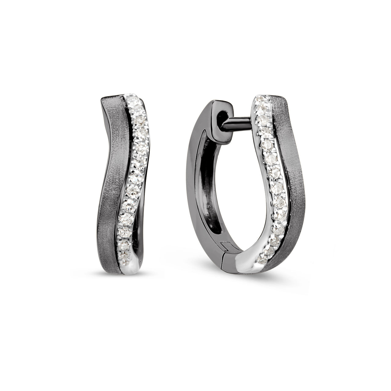 Diamond Wavy Duet Huggie Earring