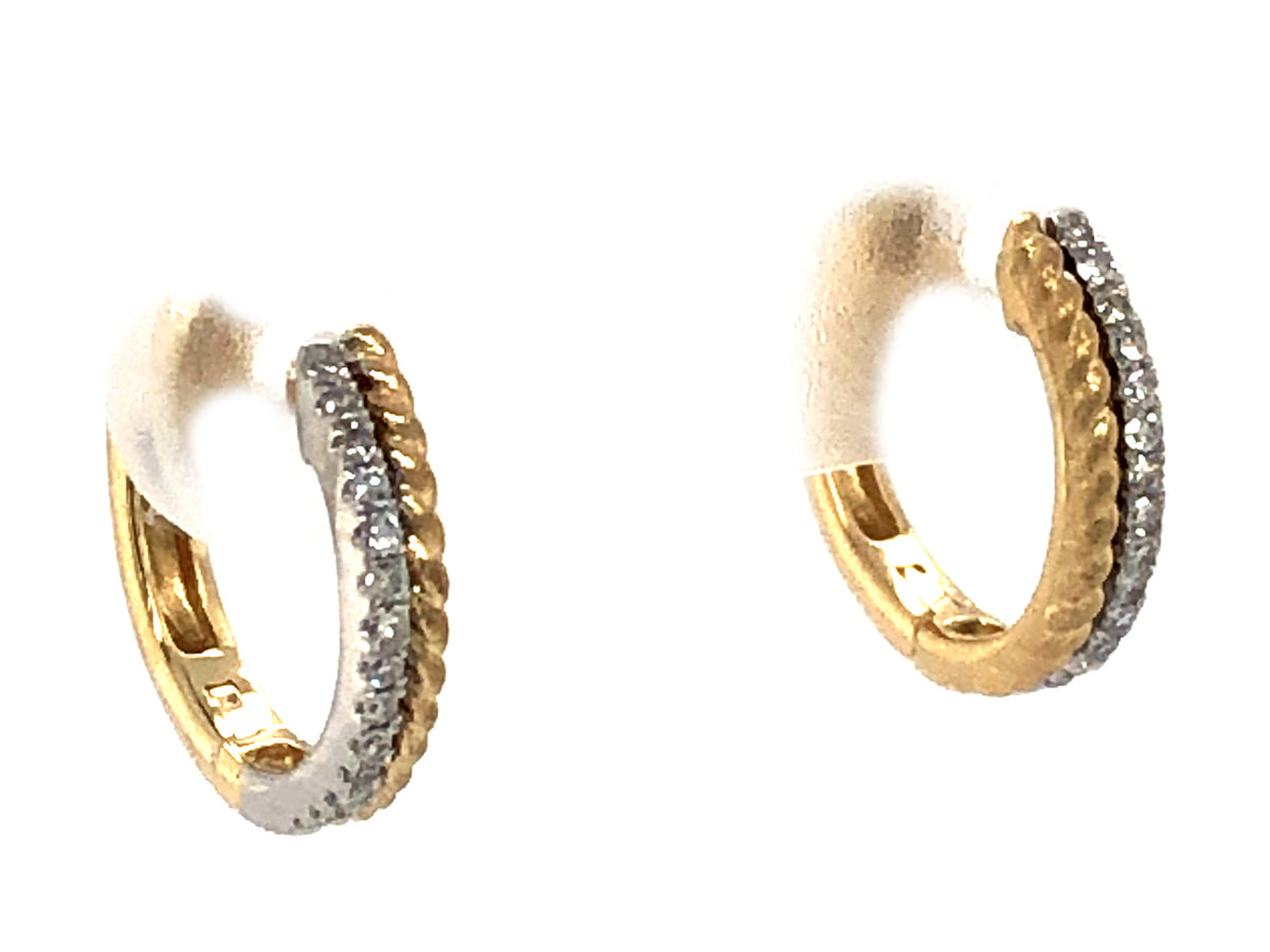 DIAMOND BRAIDED EDGE EARRING, SATIN FINISH