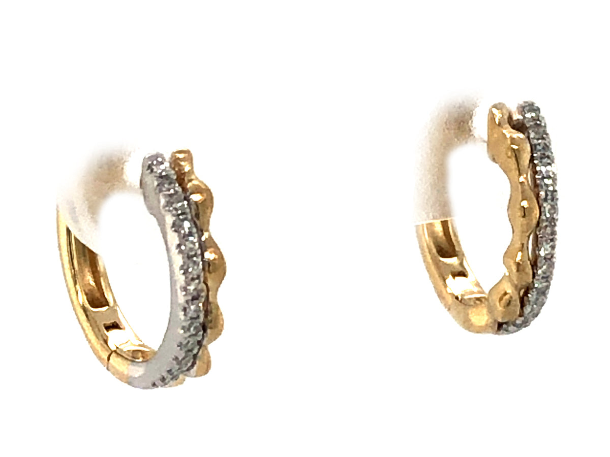 DIAMOND BEAD EDGE EARRING, FRONT YELLOW SATIN FINISH