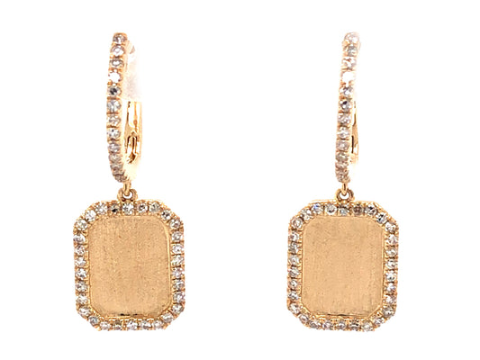 DIAMOND OCTAGON DANGLE EARRING, SATIN FINISH