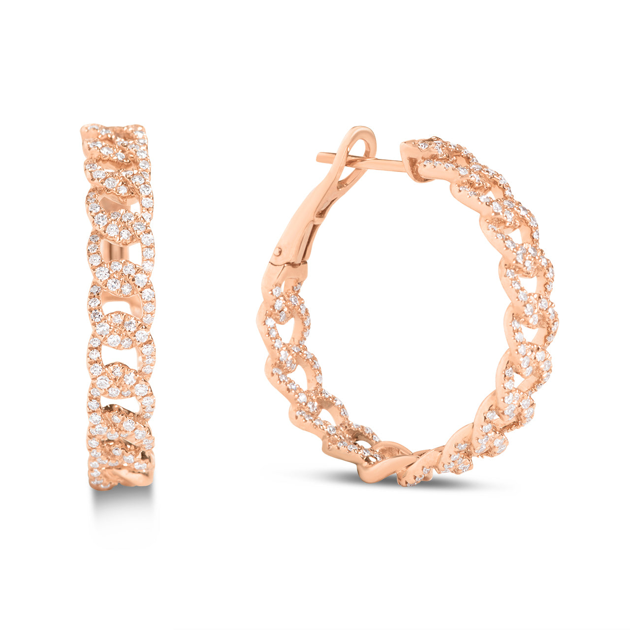 Diamond Curb Link Hoop Earring