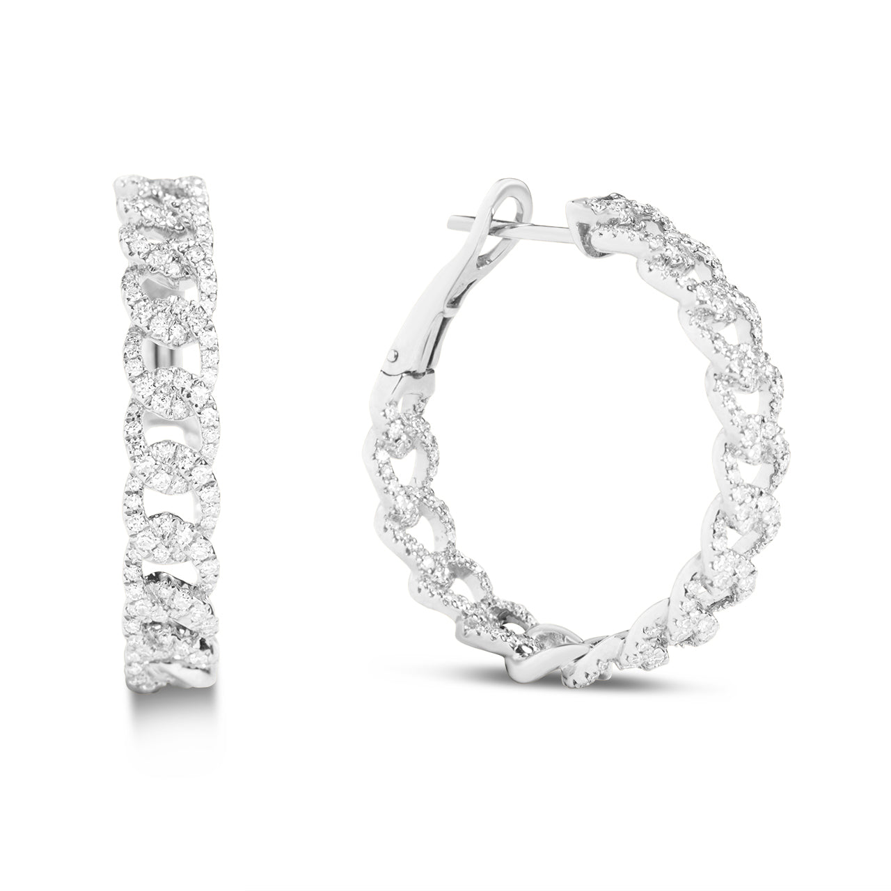 Diamond Curb Link Hoop Earring