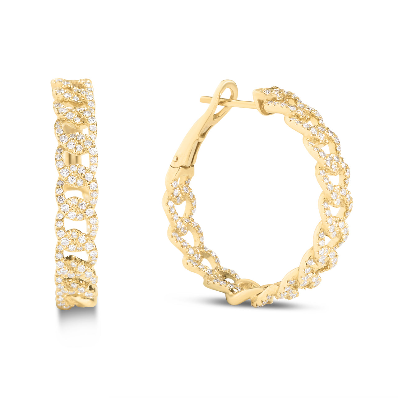 Diamond Curb Link Hoop Earring
