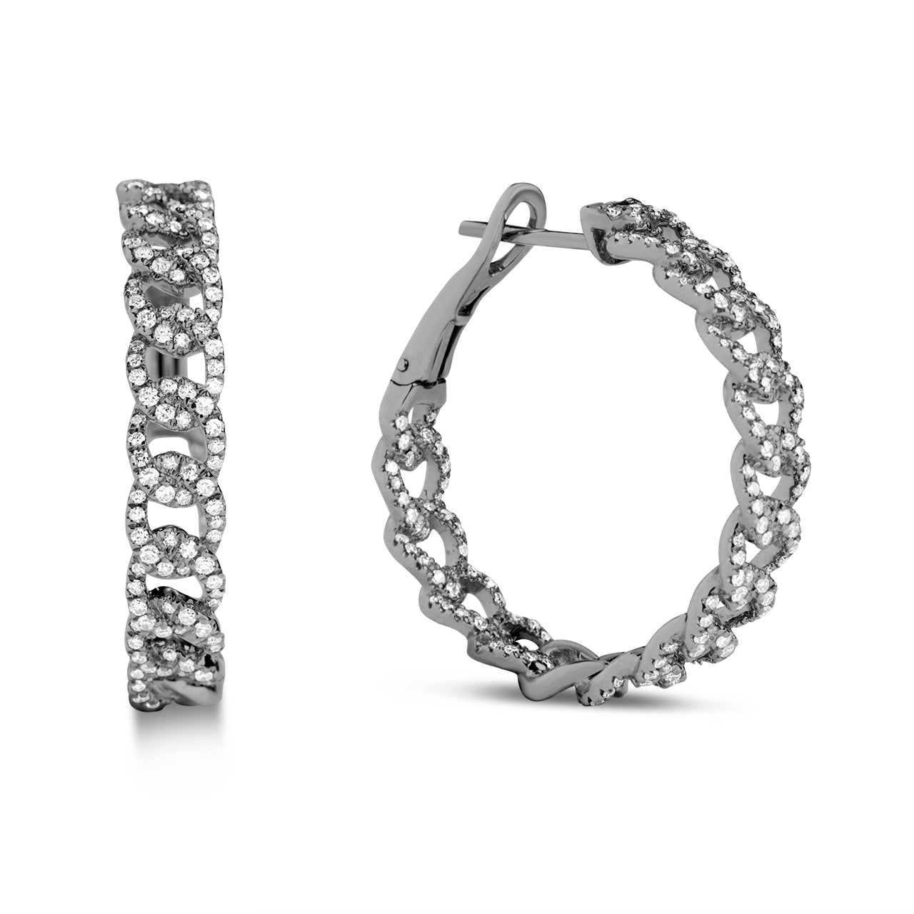 Diamond Curb Link Hoop Earring