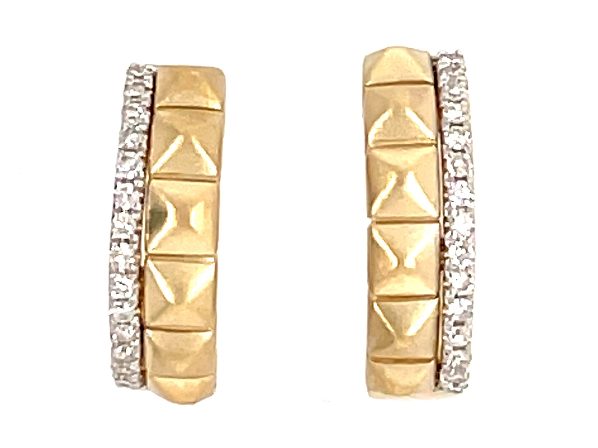 DIAMOND PYRAMID SPIKE HUGGY EARRING, SATIN FINISH