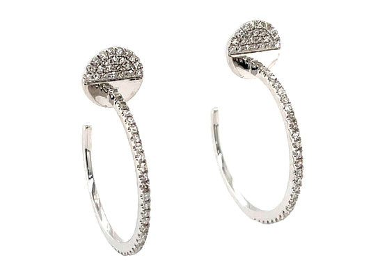 DIAMOND HALF DISC J HOOP EARRING