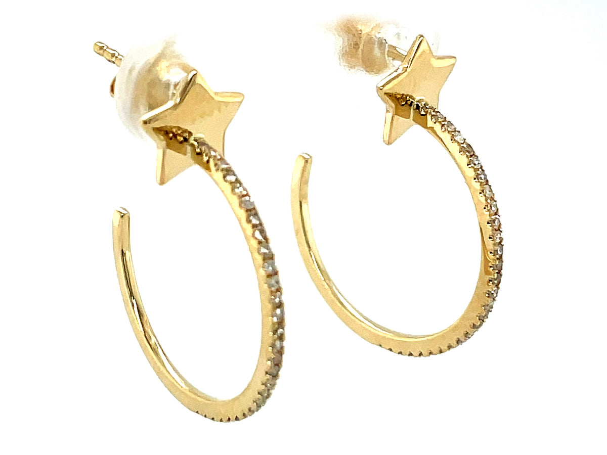 DIAMOND STAR J HOOP EARRING