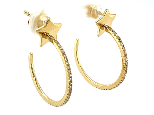 DIAMOND STAR J HOOP EARRING