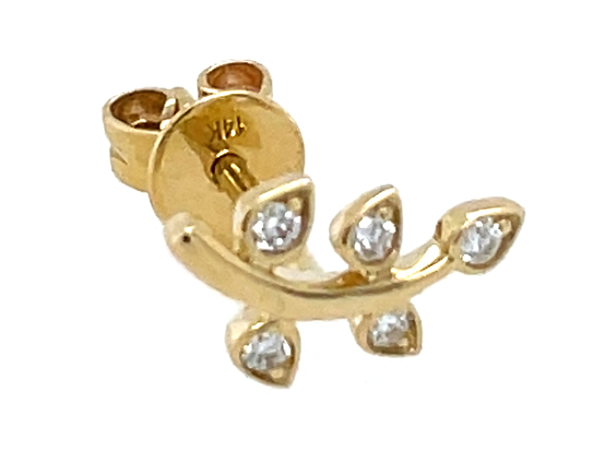 Single Diamond Laurel Stud Earring