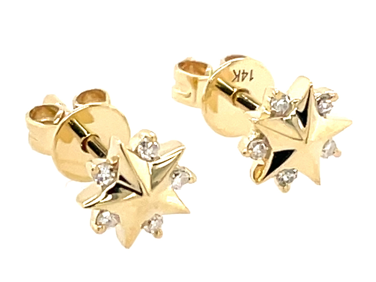 DIAMOND STAR STUD EARRING, 14KY (N)