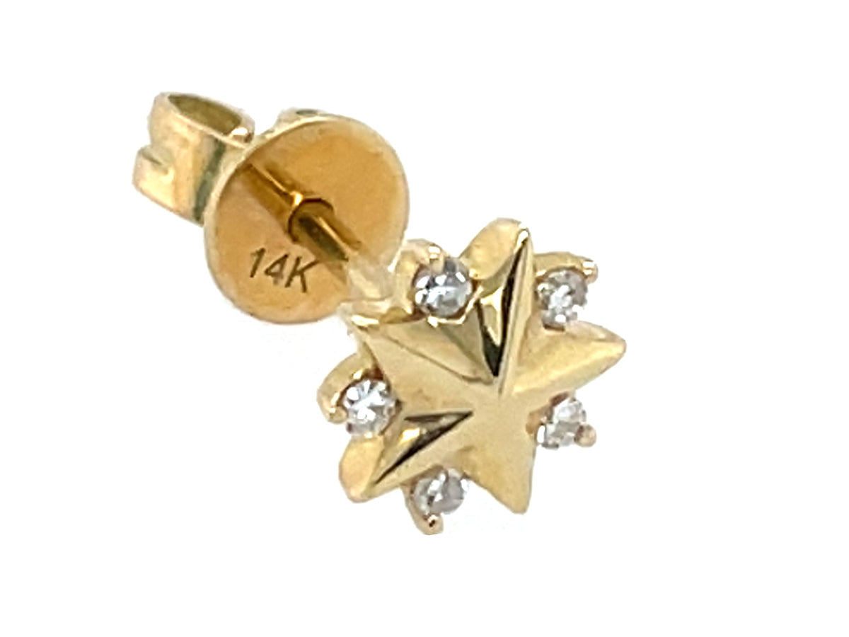 Single Diamond Star Stud Earring