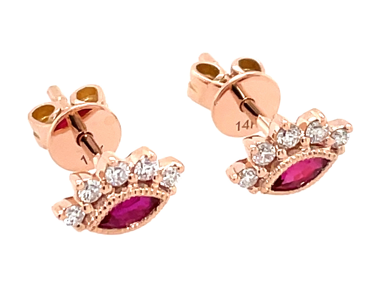 RUBY & DIAMOND EYE STUD EARRING
