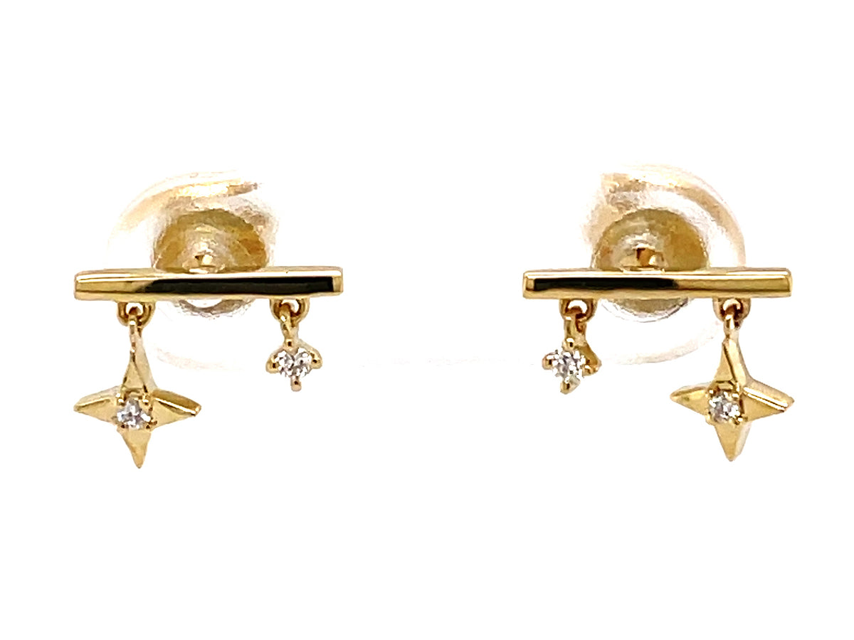DIAMOND STAR BAR STUD EARRING