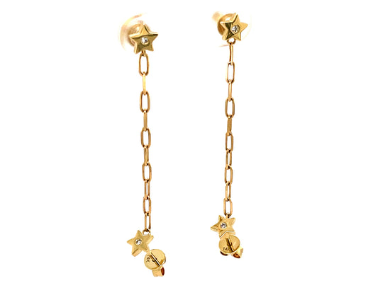 DIAMOND STAR DOUBLE POST PAPERCLIP CHAIN EARRING