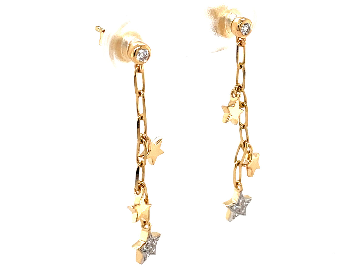 DIAMOND STAR PAPERCLP CHAIN DANGLE EARRING