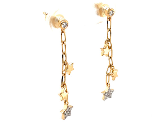 DIAMOND STAR PAPERCLP CHAIN DANGLE EARRING