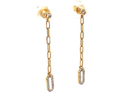 DIAMOND OVAL PAPERCLIP CHAIN DANGLE EARRING