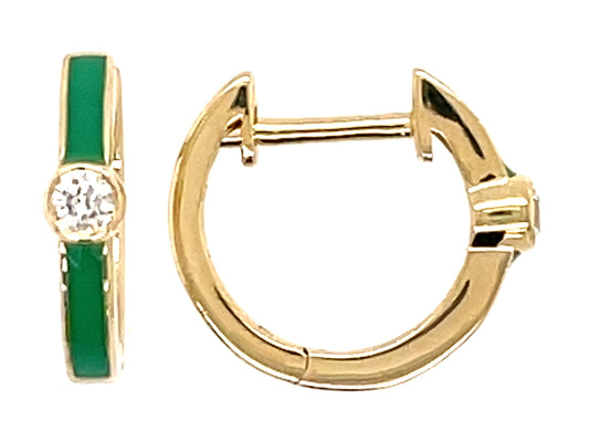 DIAMOND GREEN ENAMEL EARRING