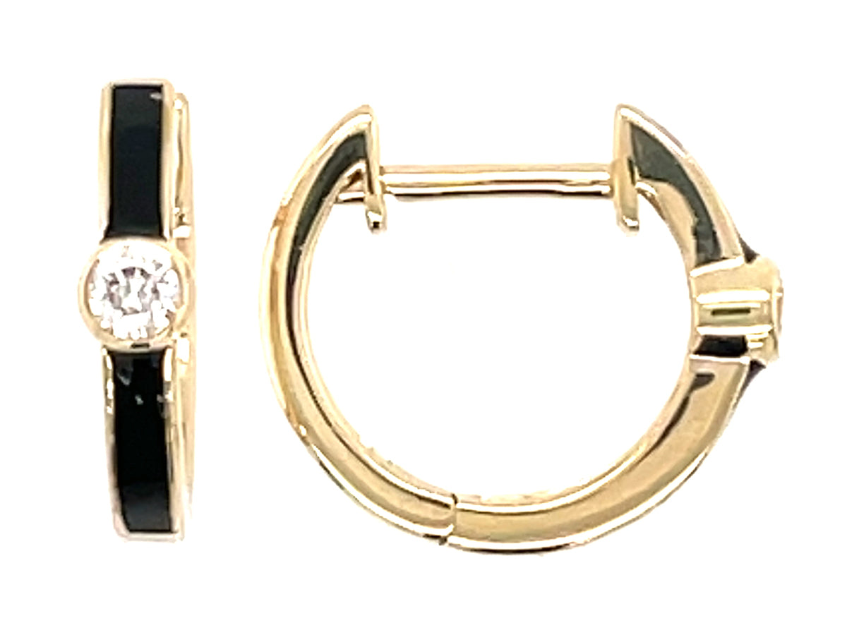DIAMOND BLACK ENAMEL EARRING