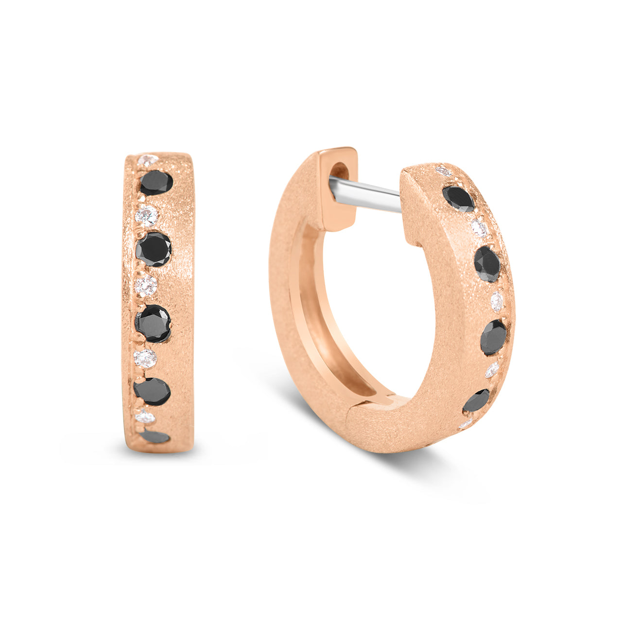 Black & White Diamond Alternating Flush Huggie Earring