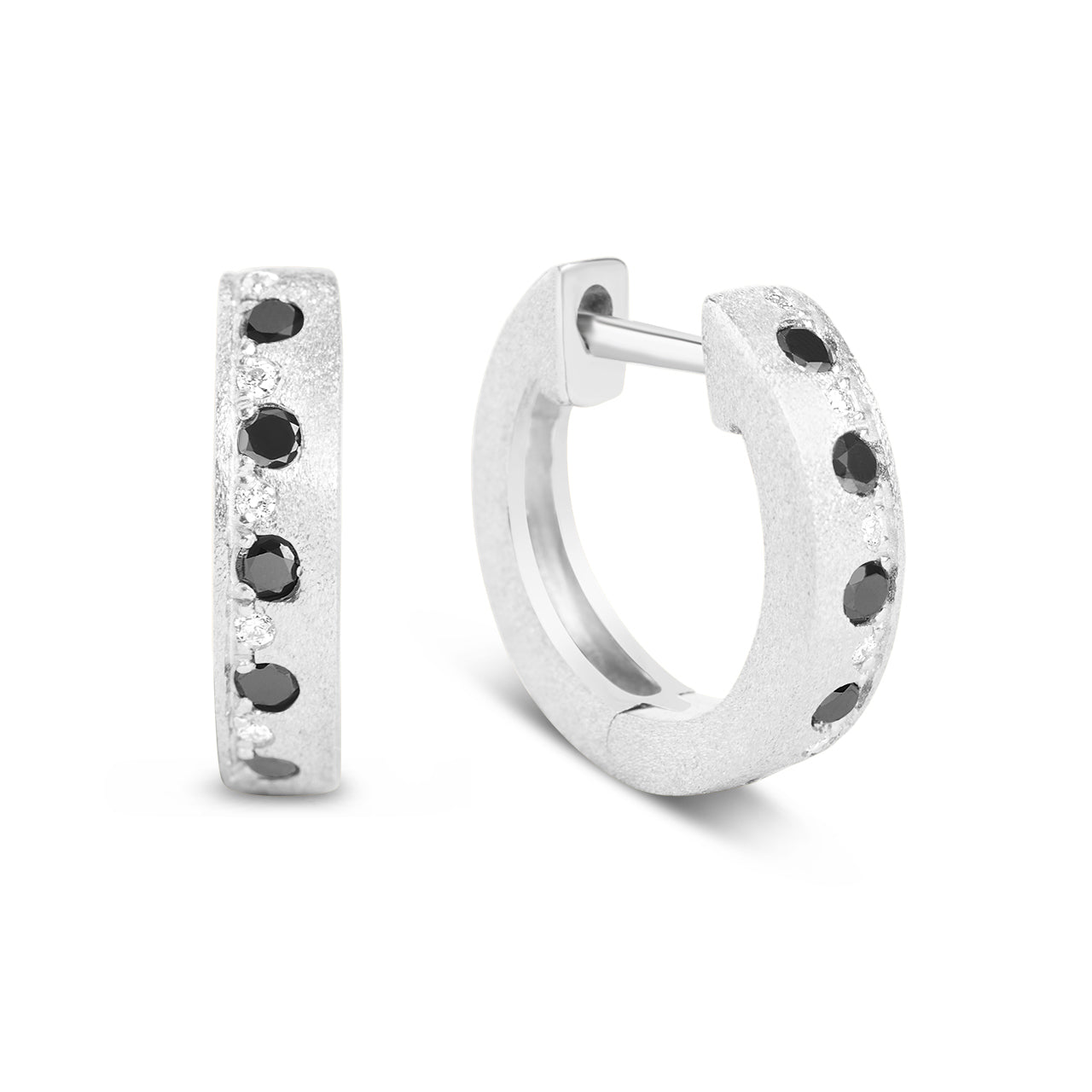 Black & White Diamond Alternating Flush Huggie Earring