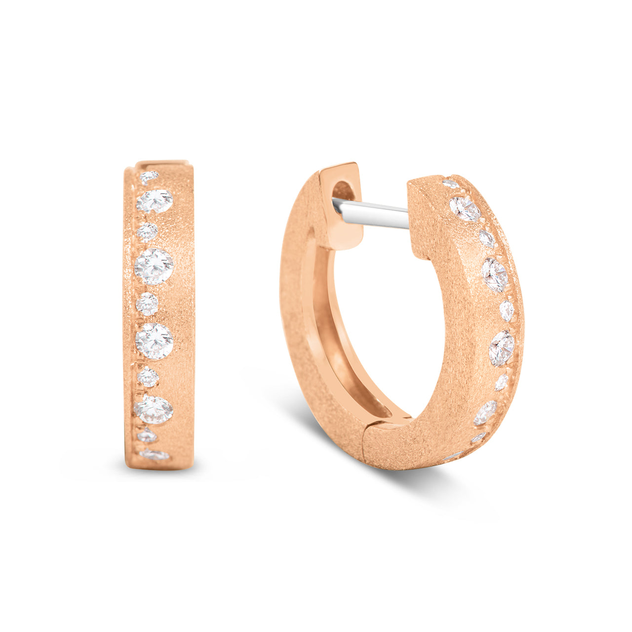 Diamond Alternating Flush Huggie Earring