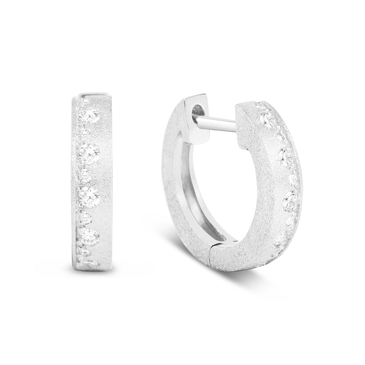 Diamond Alternating Flush Huggie Earring
