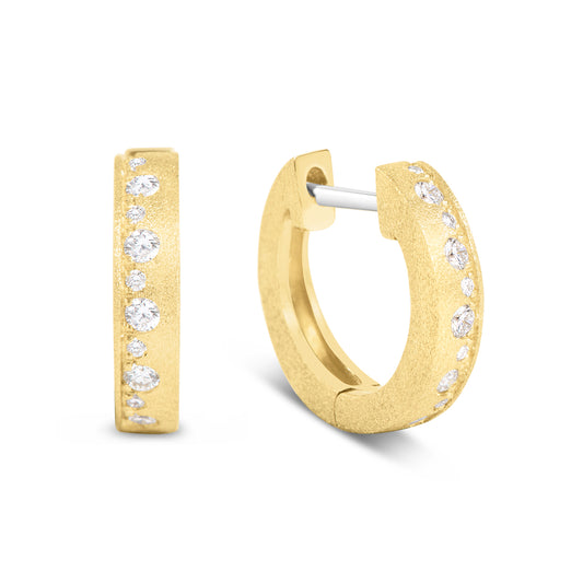 Diamond Alternating Flush Huggie Earring