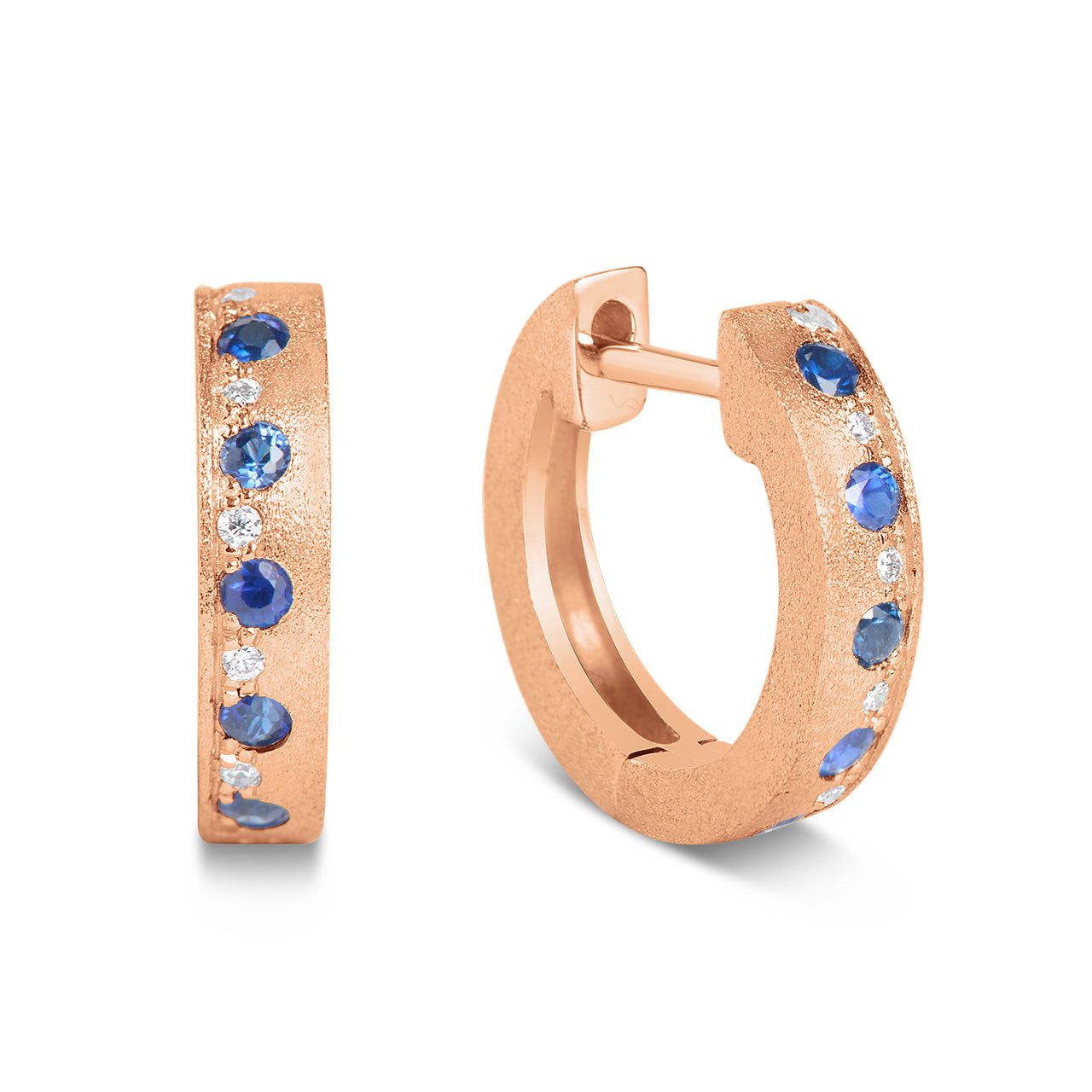 Sapphire & Diamond Alternating Flush Huggie Earring