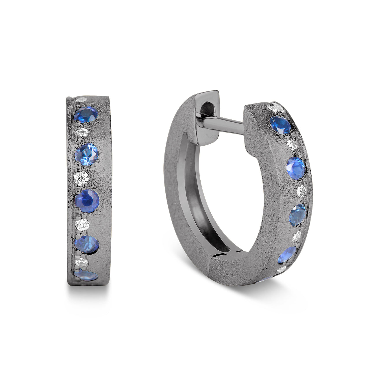 Sapphire & Diamond Alternating Flush Huggie Earring