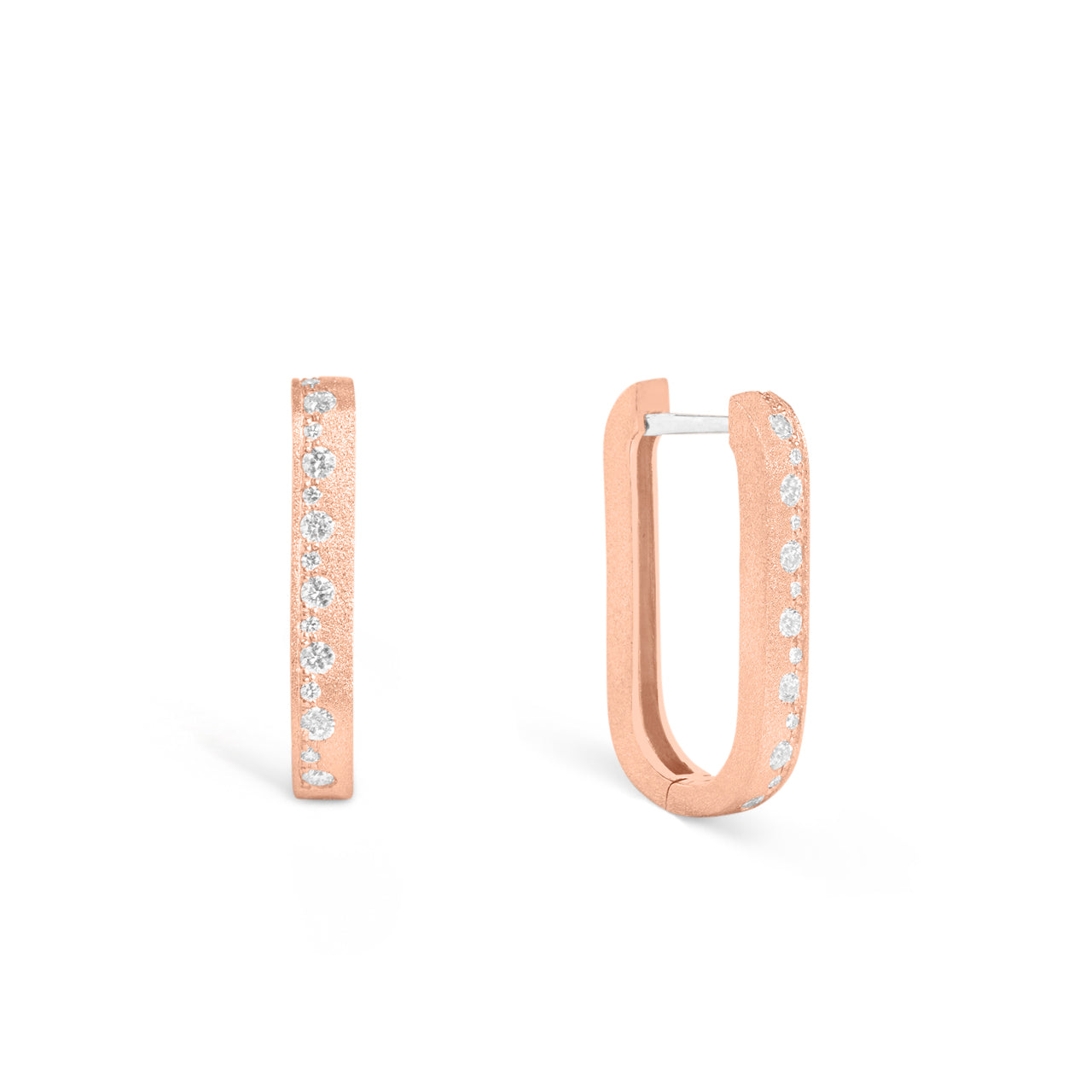 Diamond Alternating Rectangle Huggie Hoop Earring