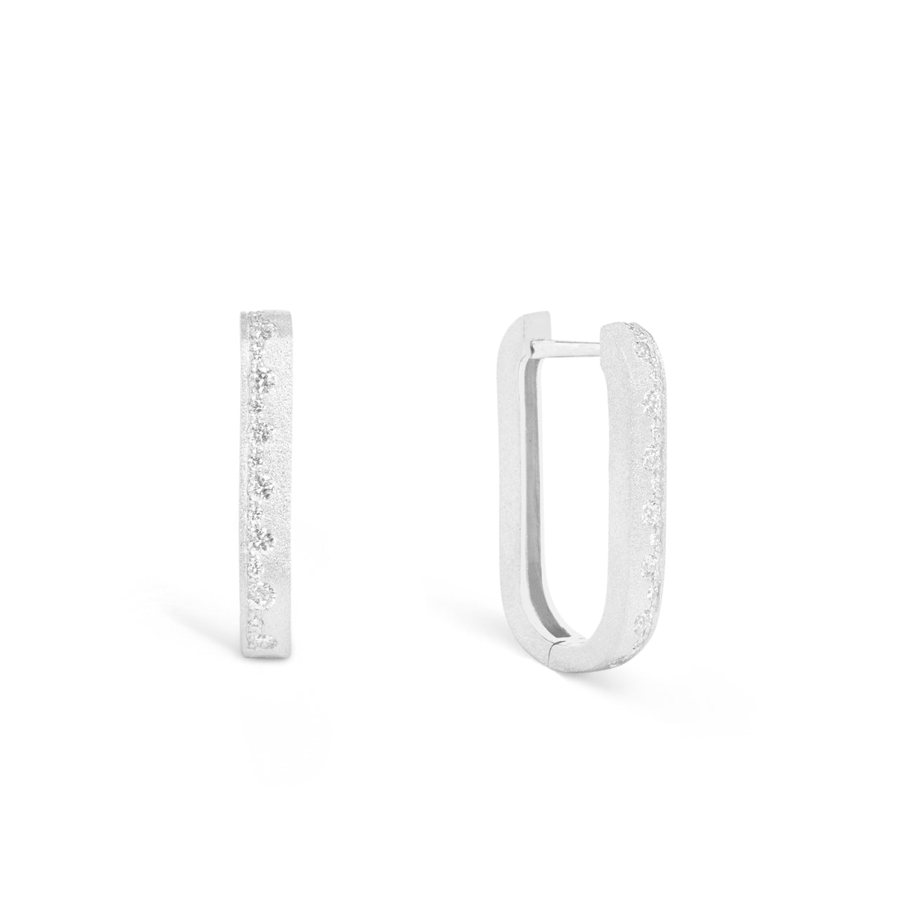 Diamond Alternating Rectangle Huggie Hoop Earring