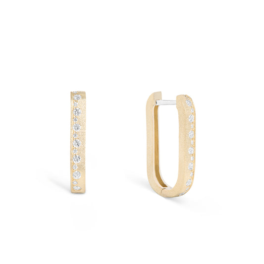 Diamond Alternating Rectangle Huggie Hoop Earring