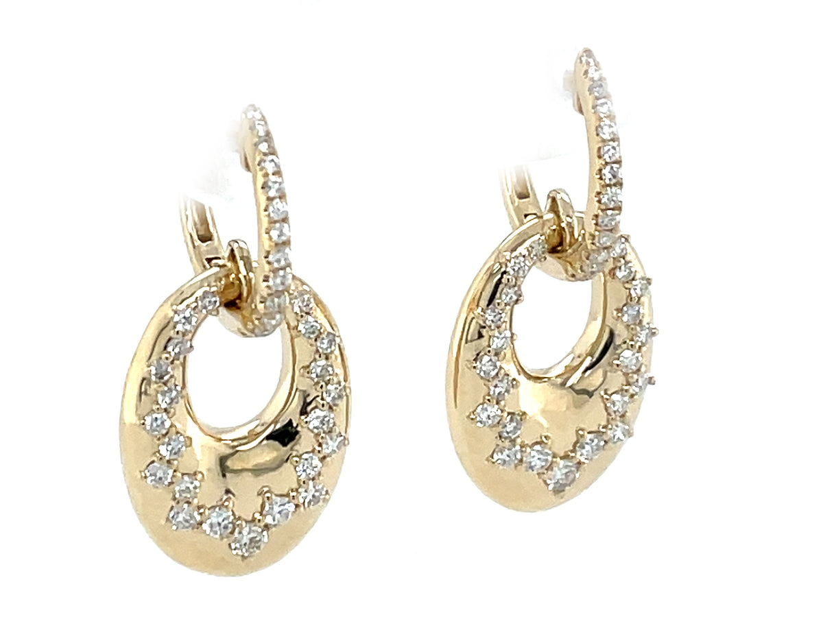 Diamond Oval Zigzag Open Dangle Earring, 28mm Long