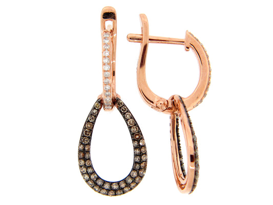 BROWN & WHITE DIAMOND EARRING, 14KR (N)