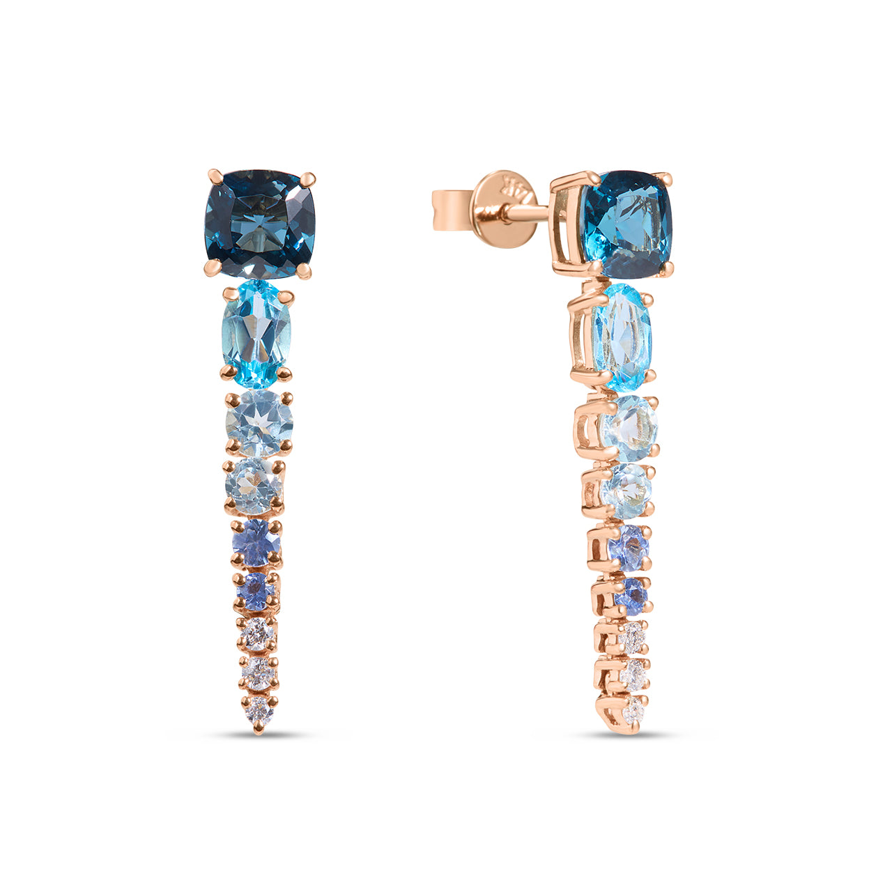 Blue Topaz & Diamond Ombre Dangle Earring