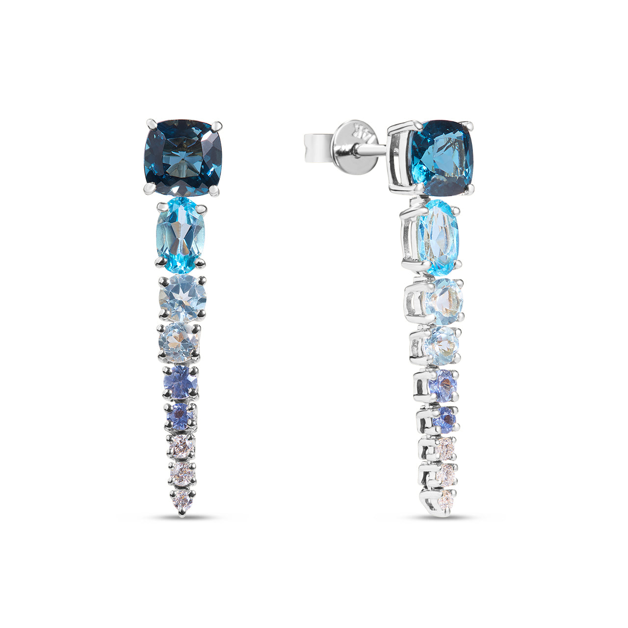 Blue Topaz & Diamond Ombre Dangle Earring
