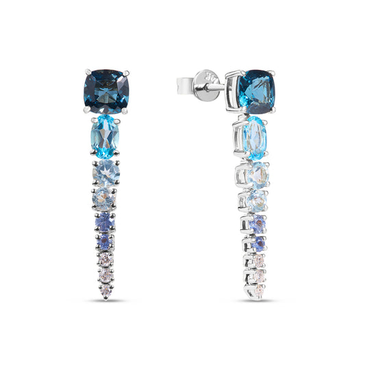Blue Topaz & Diamond Ombre Dangle Earring
