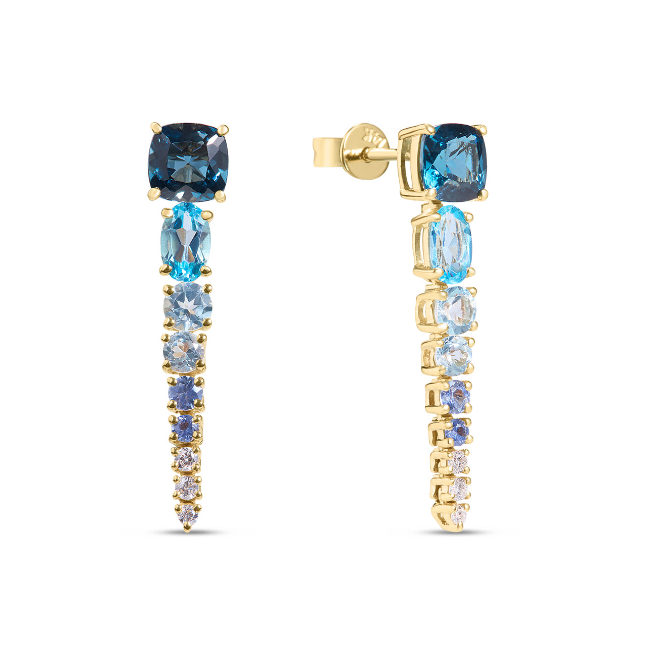 Blue Topaz & Diamond Ombre Dangle Earring